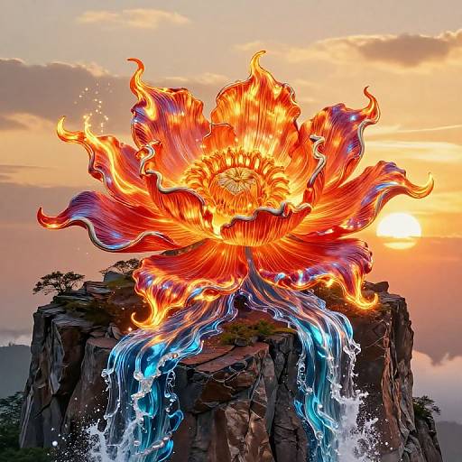 Elemental Flower on Rocky Cliff
