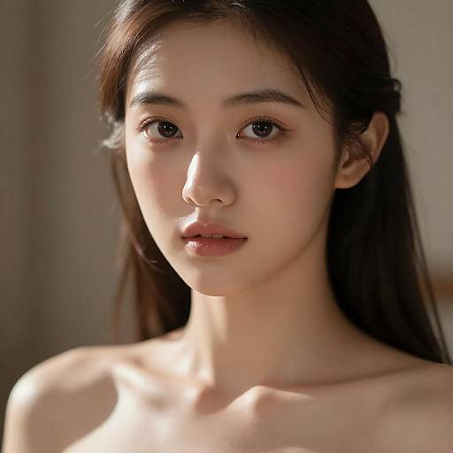 Portrait of Young Asian Woman with Natural Makeup
