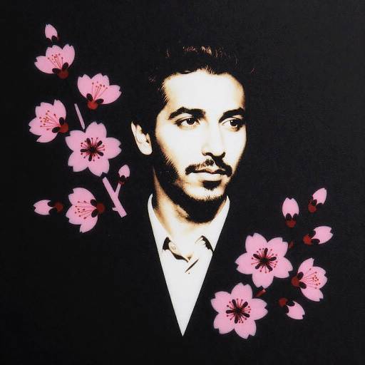 Riz Ahmed Blooming Sakura Stencil Portrait