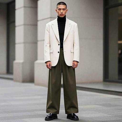 Urban Chic: Olive Wide-Leg Tailored Look