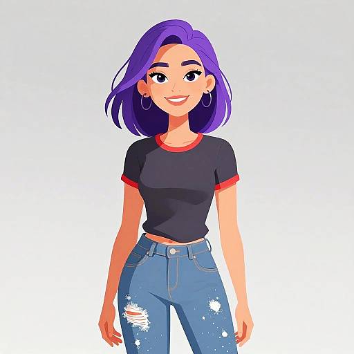 Smiling Woman in Casual Streetwear