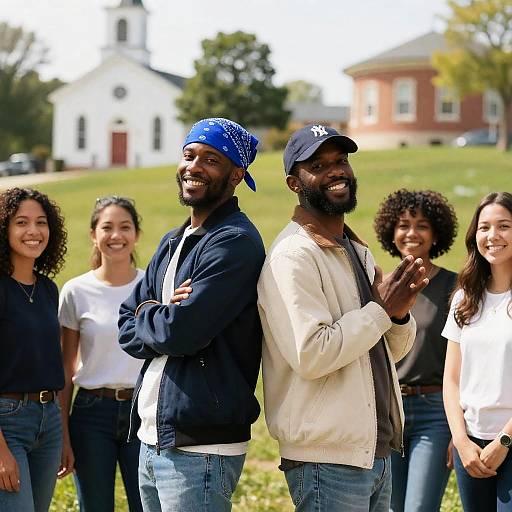 Joyful Group Portrait on Sunny Hill