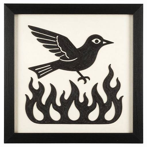 Bird Rising Above Flames - Folk Art