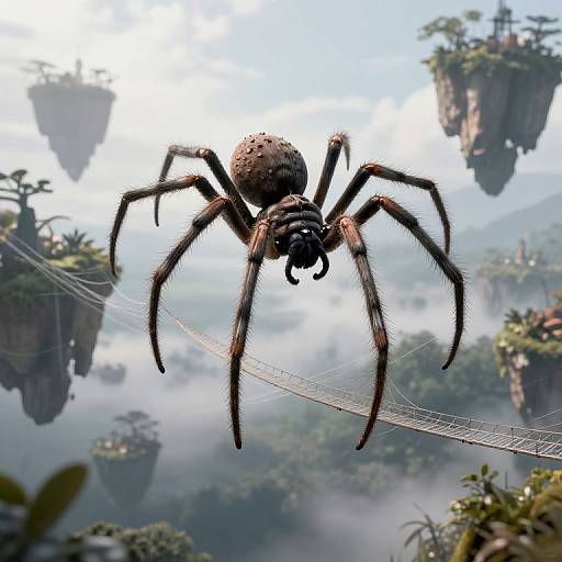 Colossal Floating Spider Weaving Bridges