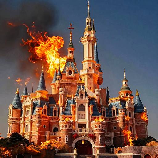 Fiery Disney Medieval Fantasy Castle