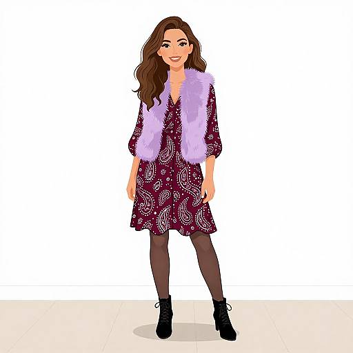 Boho Chic Woman in Paisley Dress