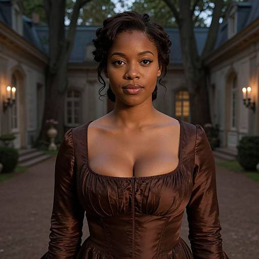 Historical Brown Silk Dress Woman