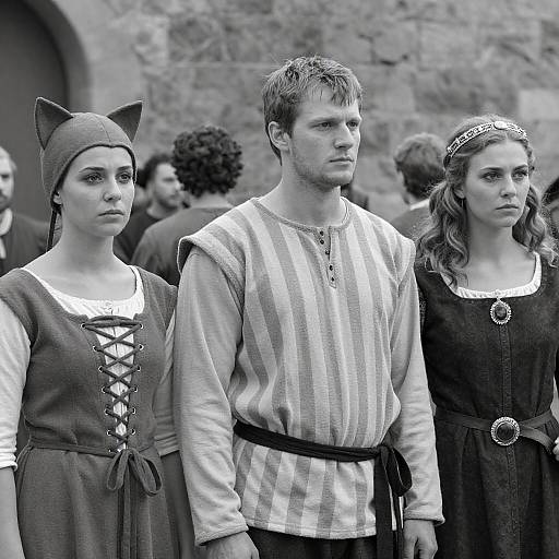 Medieval Costumed Trio in Monochrome