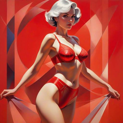 Confident Senior Woman in Red Lingerie