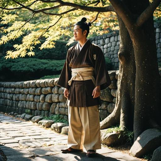Man in Traditional Japanese Kimono Outdoors