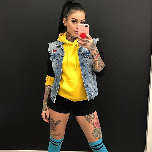 Tattooed Woman Mirror Selfie