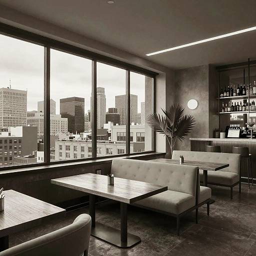 Monochrome Urban Rooftop Lounge Design