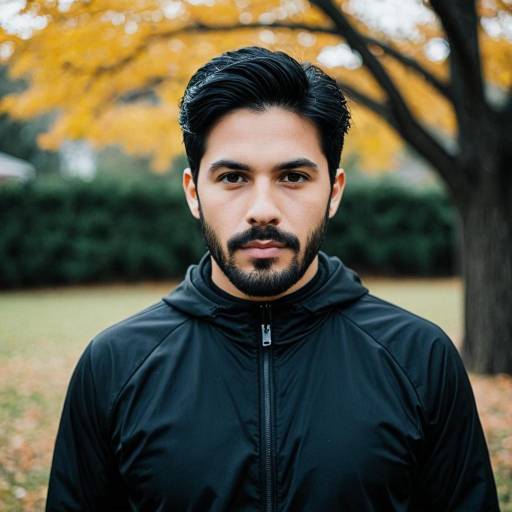 Young Man in Black Jacket Outdoors