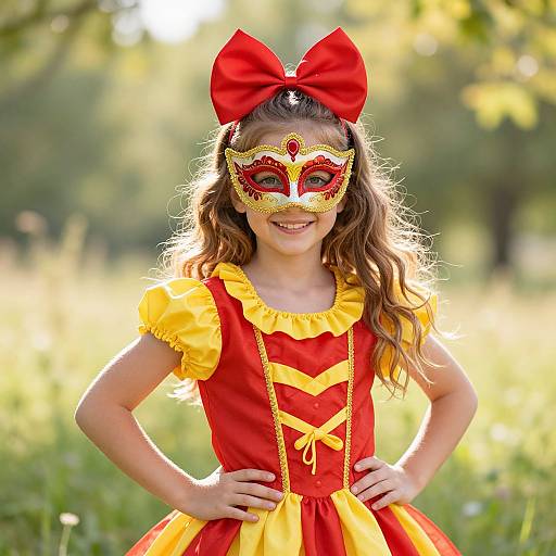 Vibrant Girl in Colorful Masked Costume