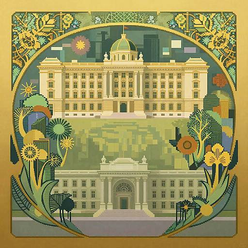 Pixelated Vienna in Art Nouveau Style