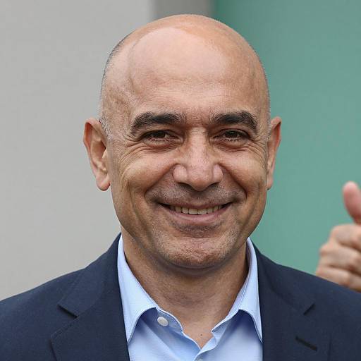 Smiling Middle-Aged Man in Blue Jacket