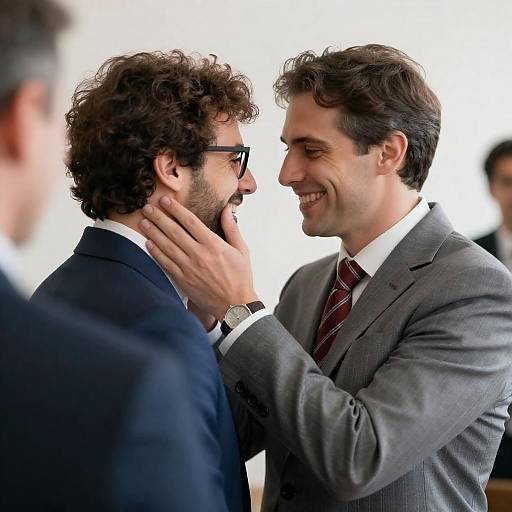 Warm Embrace in Bright Indoor Setting