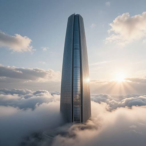 Neoclassical Modern Tower at Sunrise