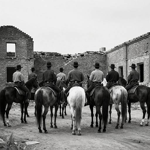 Western Lawmen in Ruined Courtyard
