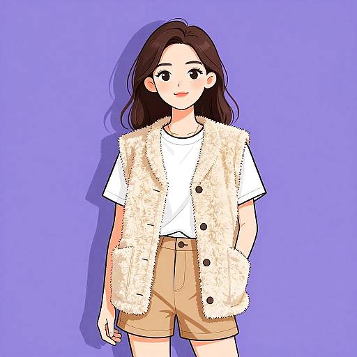 Casual Woman in Faux Shearling Vest