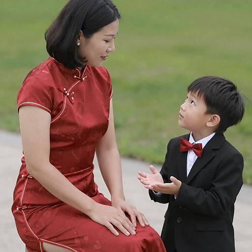 Elegant Moment: Woman and Boy Portrait