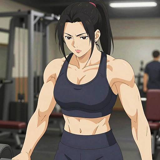 Anime Muscle Woman Gym Training