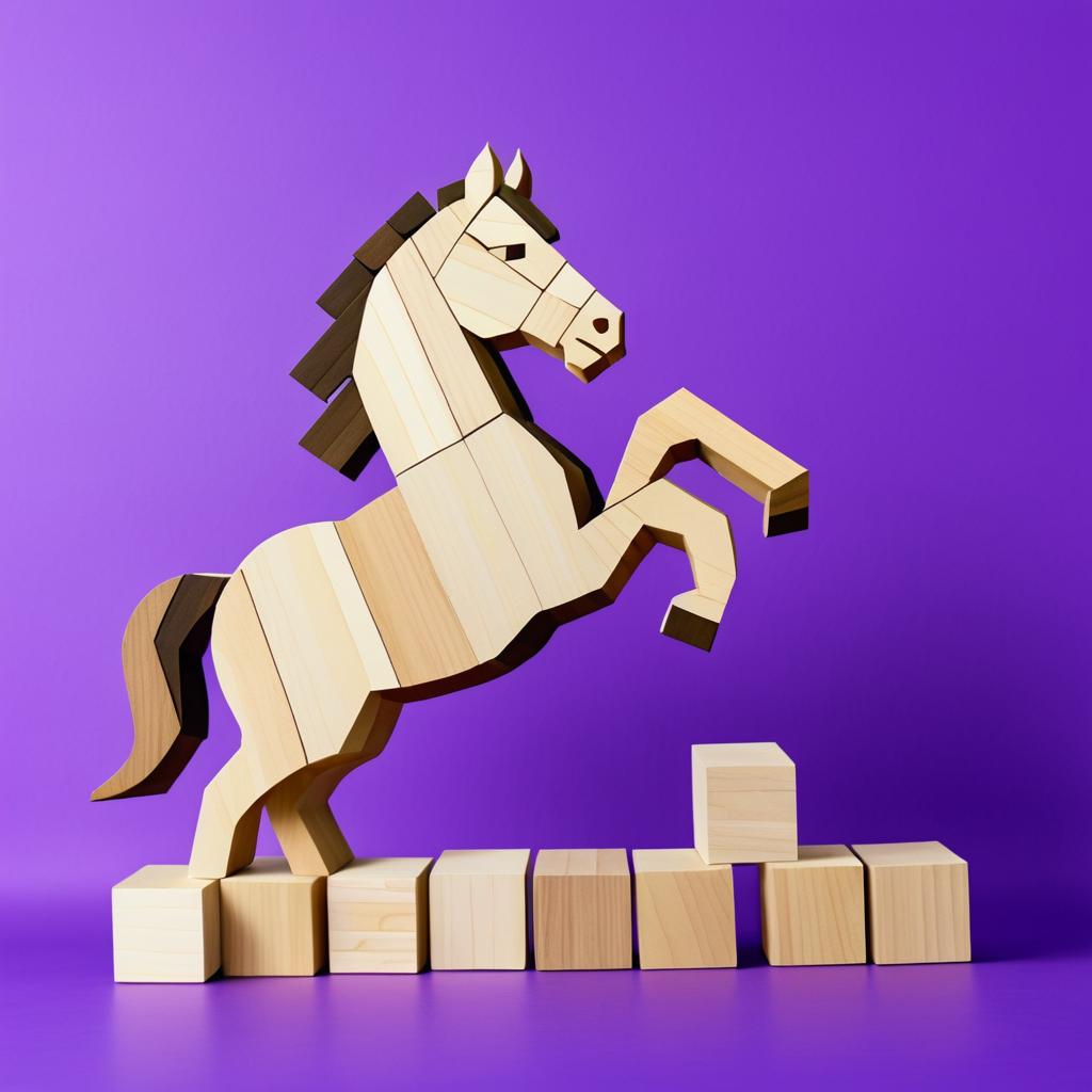 Wooden Block Horse on Grape Background