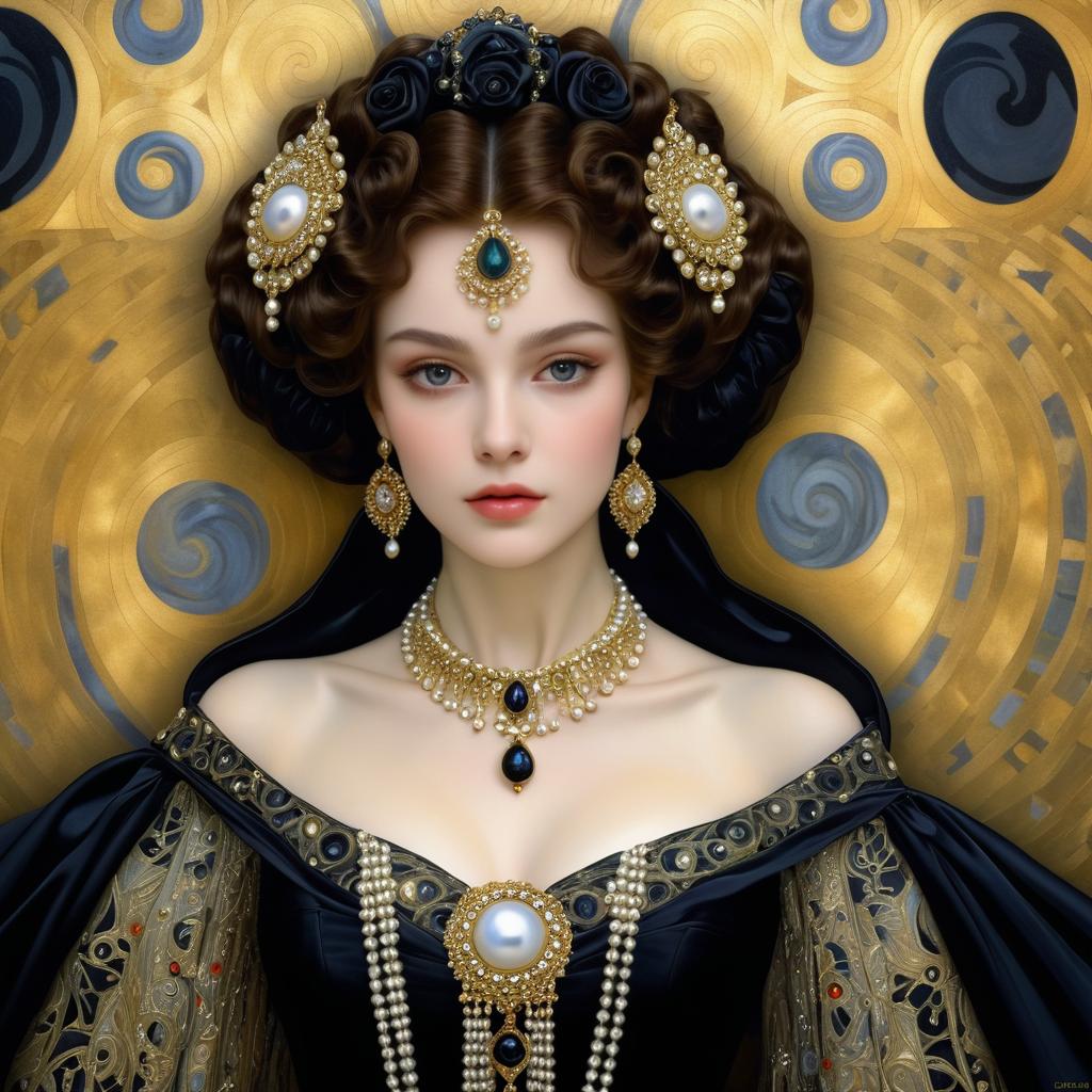 Elegant Lady in Gothic Klimt Style