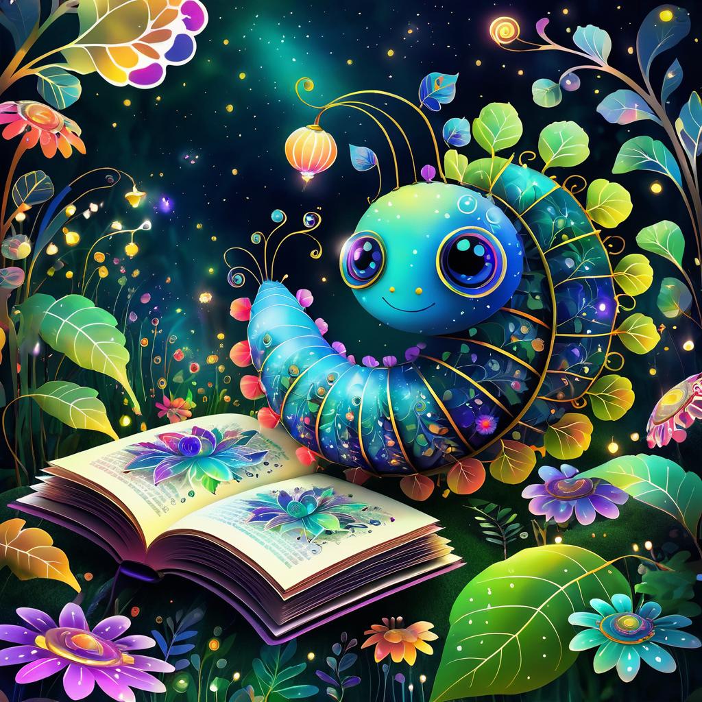 Whimsical Caterpillar in a Magical Garden