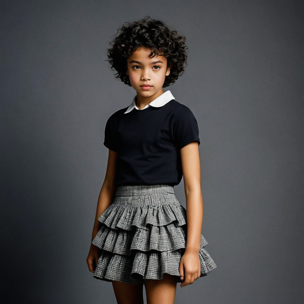 Shy Schoolgirl Portrait in Studio