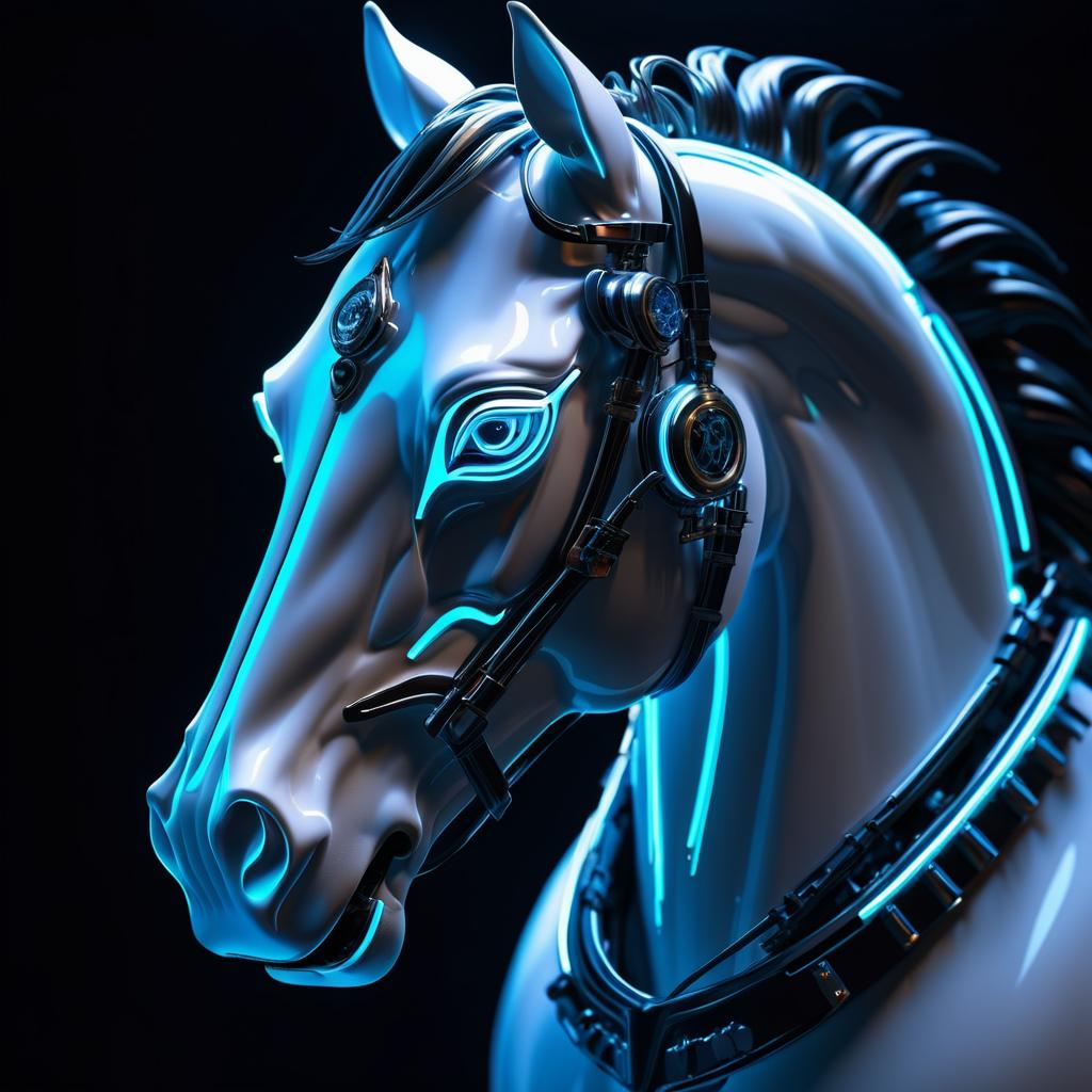 Ultra Realistic Biomechanical Horse Portrait