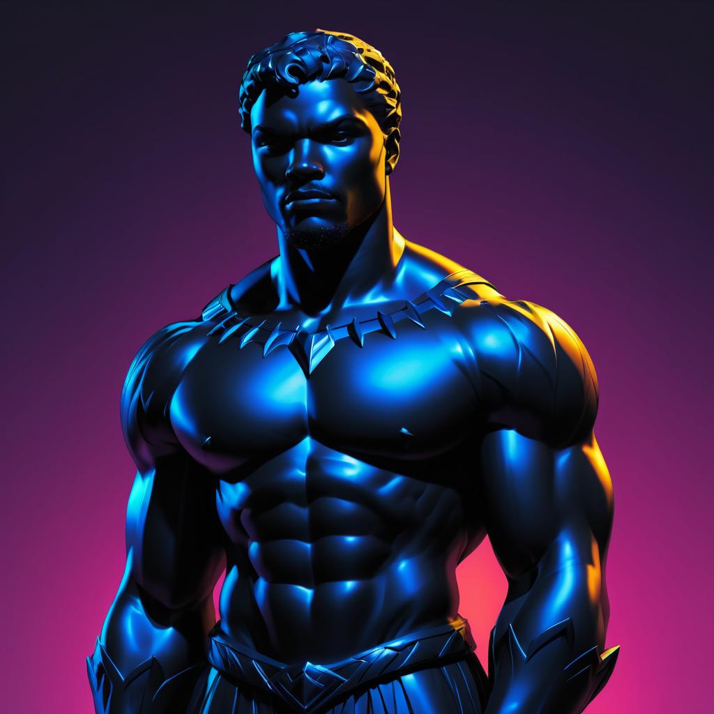 Vibrant Black Panther Statue Art