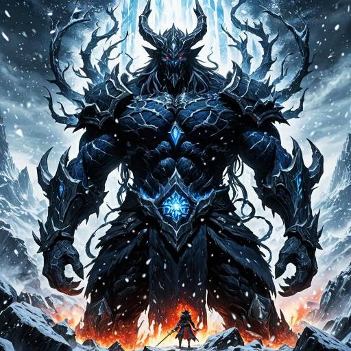 Towering Obsidian Giant with Frost Tendrils