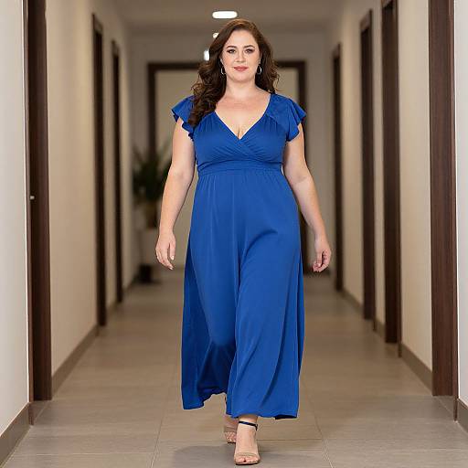 Plus Size Woman in Blue Cruise Dress
