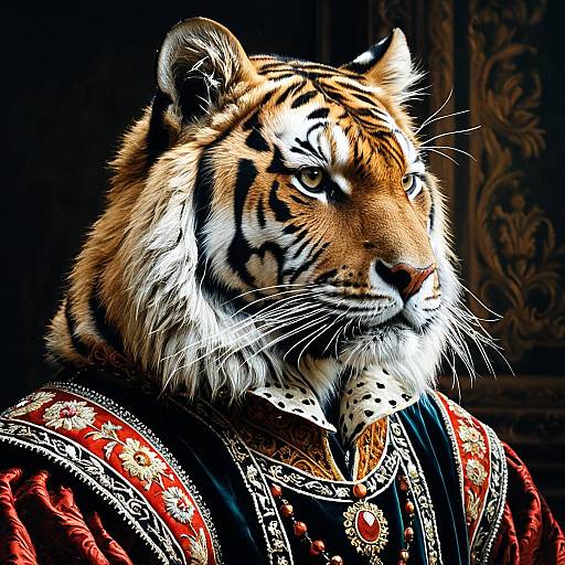 Regal Siberian Tiger in Renaissance Doublet