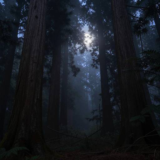 Misty Twilight Forest with Eerie Shadows