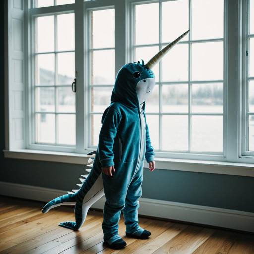 Boy in Narwhal Costume by Window