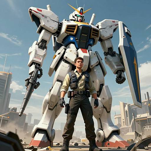 Pilot with Massive Titanfall Mechas