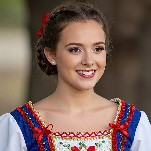 Close-Up of Woman in National Dress