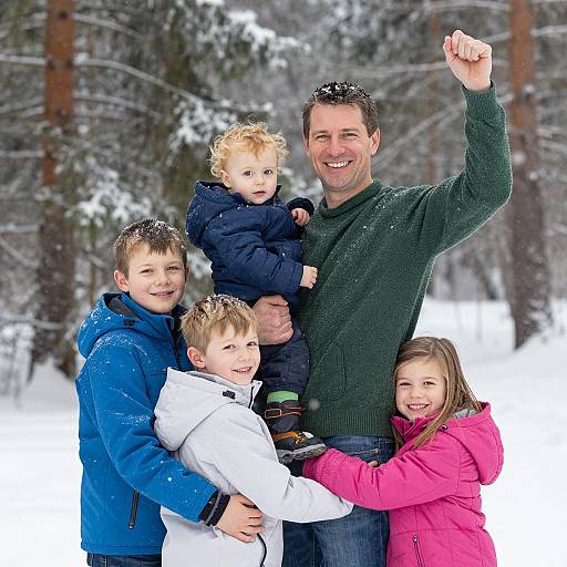 Heartwarming Family Portrait in Snow