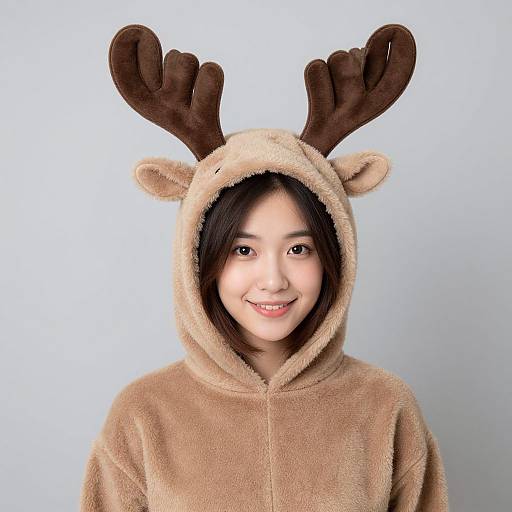 Realistic Funny Reindeer Costume Portrait