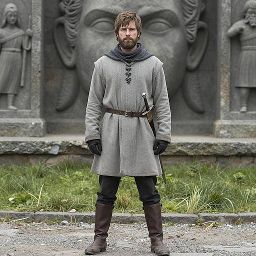 Medieval Man in Tunic with Sword