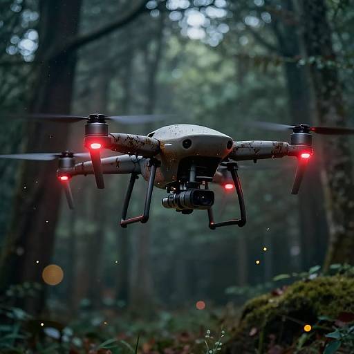 Mystical Forest Drone with Golden Orbs
