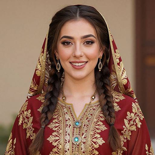 Smiling Woman with Braids and Headscarf