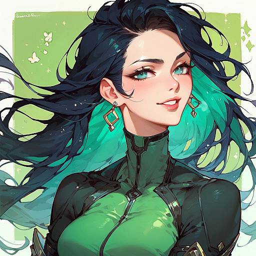 Smiling Woman in Green Bodysuit Portrait
