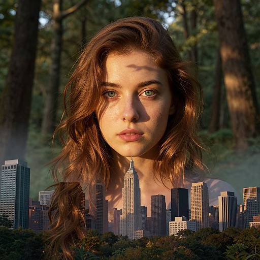 Enigmatic Double Exposure: Forest and City