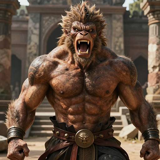 Realistic Muscular Ikasura Roaring Portrait