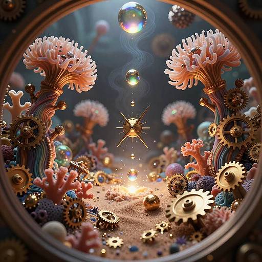Clockwork Coral Micro-Archipelago with Bronze-Gear Anemones