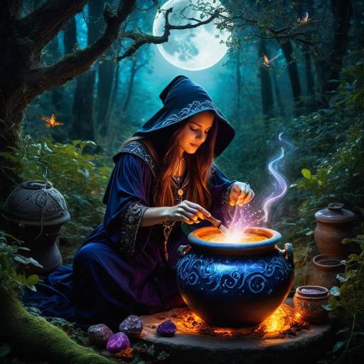Enchanted Sorceress Brewing Potions Enchanted Sorceress Brewing Potions