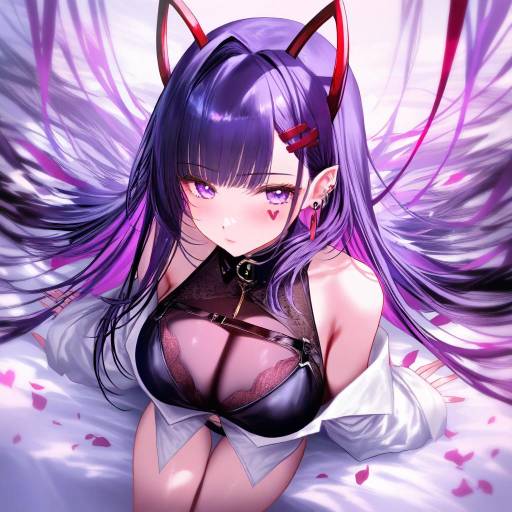 Illustration of Akuma nihmune, indie virtual youtuber in the style of Irua